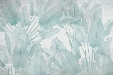 VANILLA col. 3 - Azzurro | Carta da parati con foglie